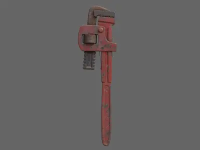 Industrial pipe wrench Low-poly 3D model