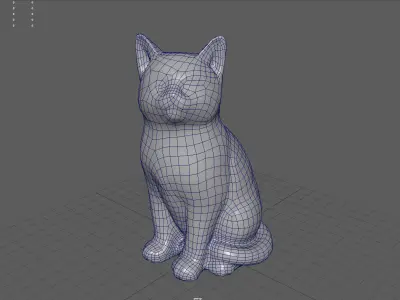 Cat statue Low-poly 3D model