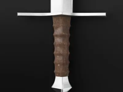 Medieval Sword 03 low poly plus old texture and sheath UE Low-poly 3D model