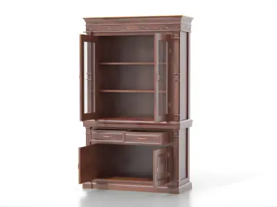 Antique Wooden Hutch Cabinet 02 Low-poly 3D model