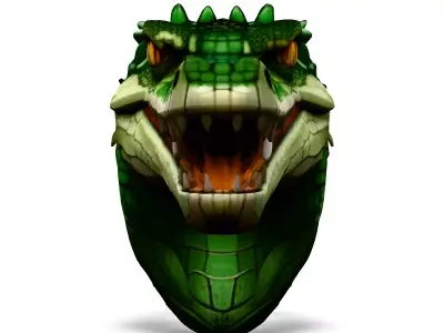 Realistic 3D Crocodile Head Model Low-poly 3D model