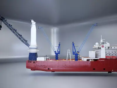 Crane Ship Used Low-poly 3D model
