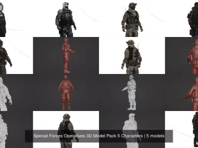 Special Forces Operatives 3D Model Pack 5 Characters