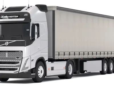 Volvo fh16 with Industrial Trailer 3D model