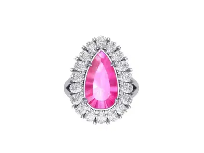 Pear Art Deco Ring 3D print model 7
