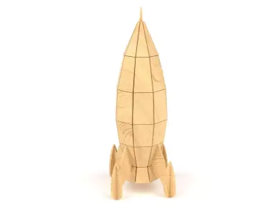 Wooden toy rocket 3D model