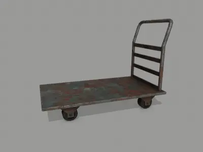 Trolley metal hand cart Low-poly 3D model