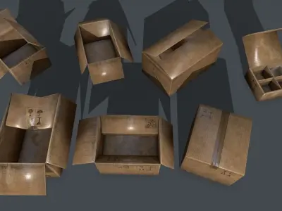 box set three boxes Low-poly 3D model