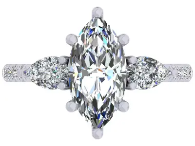 2carat Marquise And Pear Stone Engagement Ring 3D print model purchase