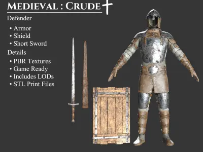 Medieval Collection Crude Defender 3D Model Pack