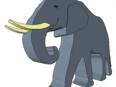 Elephant with long tusks Free 3D model