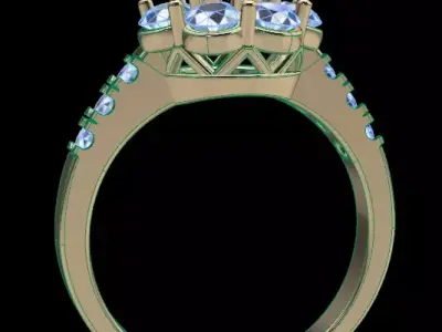 Dainty Halo Diamond Engagement Ring 3D print model