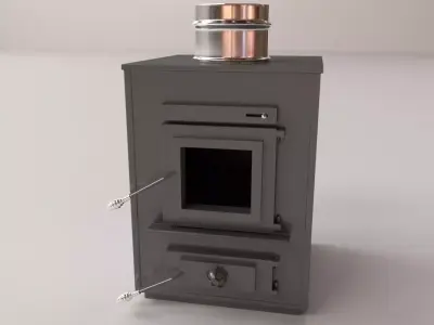 Furnace wood burning stove 3D model