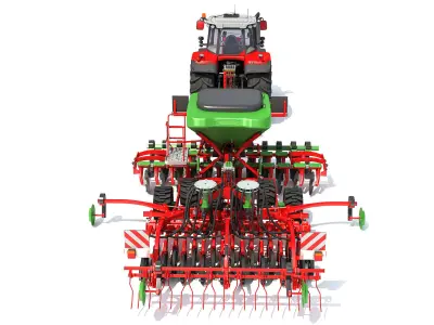 Tractor with Seed Drill 3D model 4