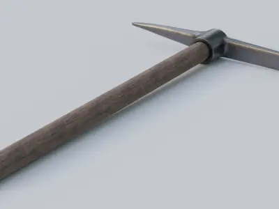 Pickaxe metal hammer with wooden handle 3D model