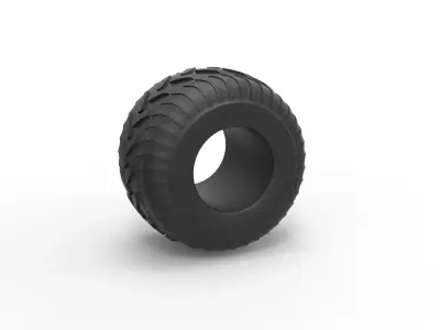 Monster Jam tire 30 Scale 1 to 25 3D print model