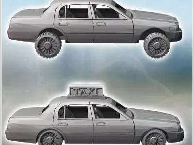 Ford Crown Victoria taxi 13 - Modern WW2 WW1 World War Diaroma W 3D print model