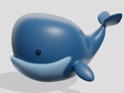Cute little whale  Low-poly 3D model