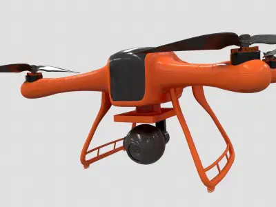 Dron animated Low-poly 3D model
