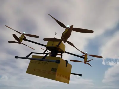 Smart Delivery Drone Low-poly 3D model