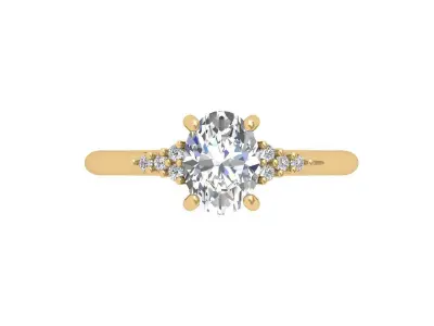Oval Solitaire Ring 3D print model 4