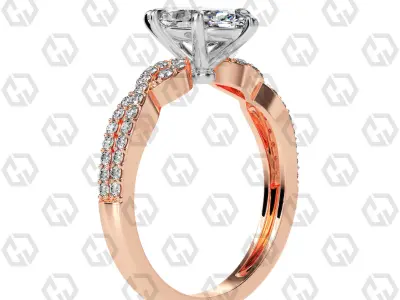 Ring 145 Marquise shape twisted shank pave set ring 3D print model