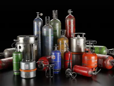 Metal Containers Low-poly 3D model
