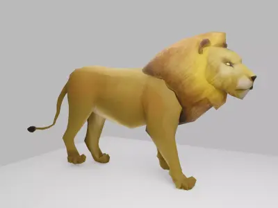 low poly lion rigged and animated Free low-poly 3D model