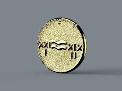 Zodiaque medal  Aquarius 3D print model