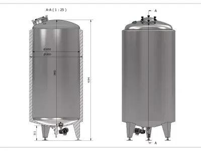ASME BPE Pressure Vessel  Industrial Sanitary Tank 7000 L 3D model