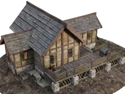 Old House Medieval 19 PBR 4K GameReady Low-poly 3D model