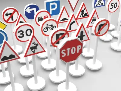 Toy Road Signs Set 3D model