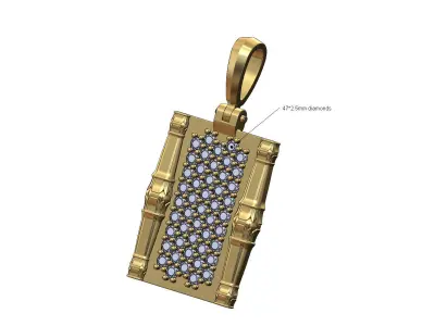 Diamond scroll Lotus bead elongated columns pendant charm 3D print model