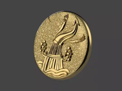 Zodiaque medal  Aquarius 3D print model