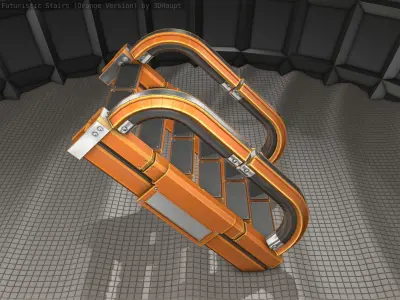Sci-Fi Stairs - 10 - Orange Version Low-poly 3D model