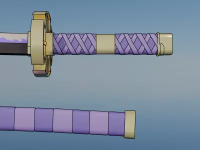 One Piece Katana Nidai Kitetsu Low-poly 3D model
