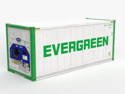 20ft EVERGREEN shipping Container Reefer CARRIER 3D model