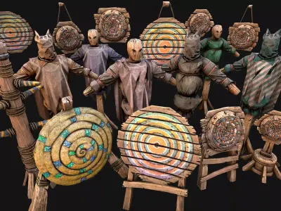 Medieval Training Camp Furniture Pack Shooting Range Target  Low-poly 3D model