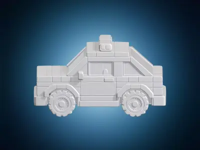 Brick Police Car 3D Print Model 3D print model