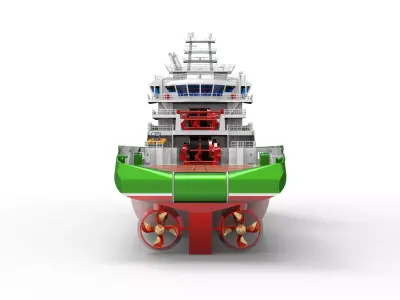 The Green Anchor Handling Tug Supply Low-poly 3D model