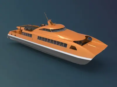 Ferry Roro Ship Catamaran Hull Low-poly 3D model