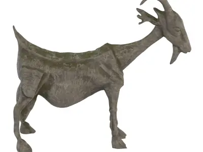 Ancient Goat stone statues Low-poly 3D model