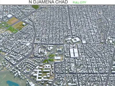 N Djamena Chad 30km AI Low-poly 3D model
