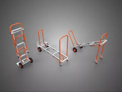 LUGGAGE BAGGAGE SKYCAP PORTER FOLDING CART HAND TRUCK TROLLEY UP 3D model