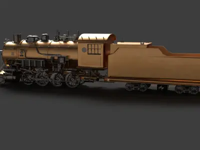 Steam locomotive train   Low-poly 3D model