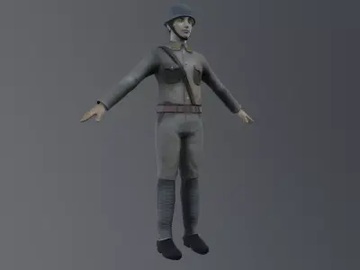 WW2 asian soldier Free 3D model