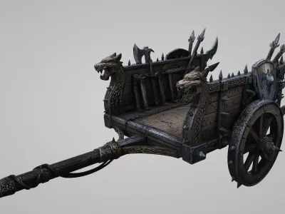 Medieval Viking horse-drawn chariot 3D model Low-poly 3D model purchase