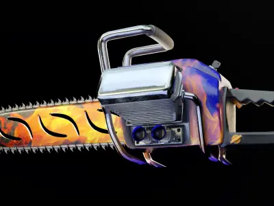 Biker Chainsaw Low Poly Low-poly 3D model