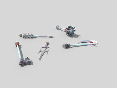 5 low poly fantasy weapons pack 2 Low-poly 3D model