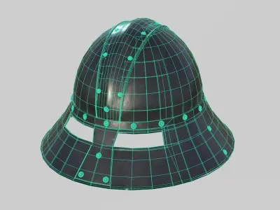 Medieval Kettle Helmet 02 Low-poly 3D model